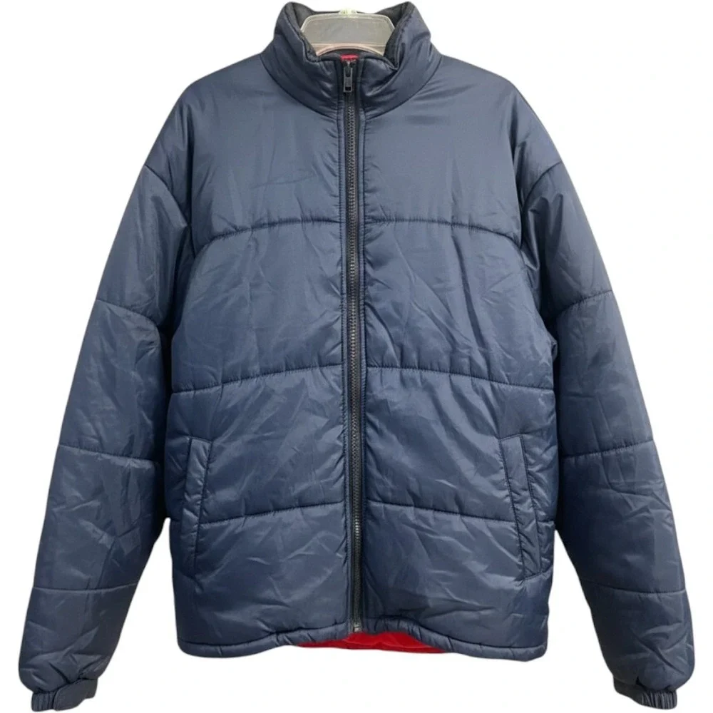 Alpine‎ Sportswear Mens XL Puffer Jacket Navy Blue Red Waterproof Quilted Zip Up